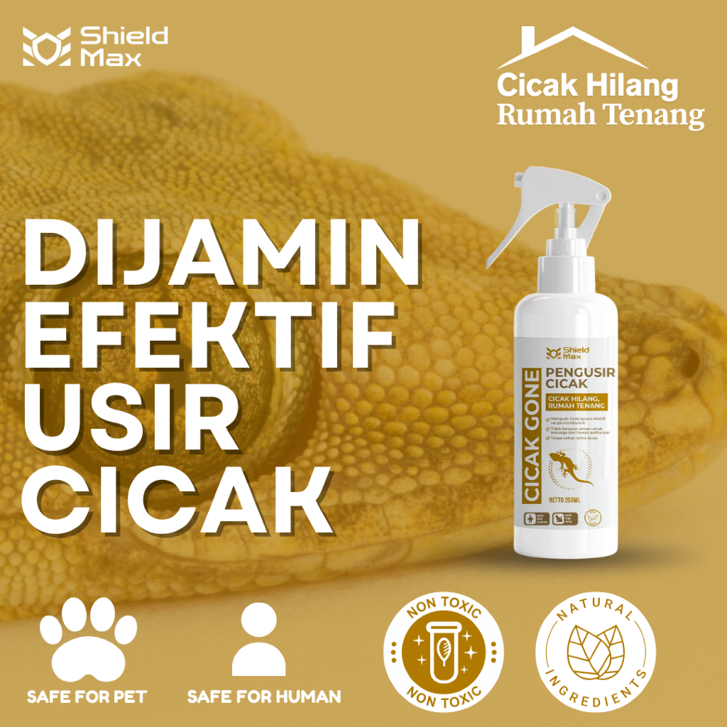 ShieldMax - Cicak Gone - Pest Control Pengusir Cicak - 250ML - Anti Cicak 100% Ampuh, Mengusir Cicak
