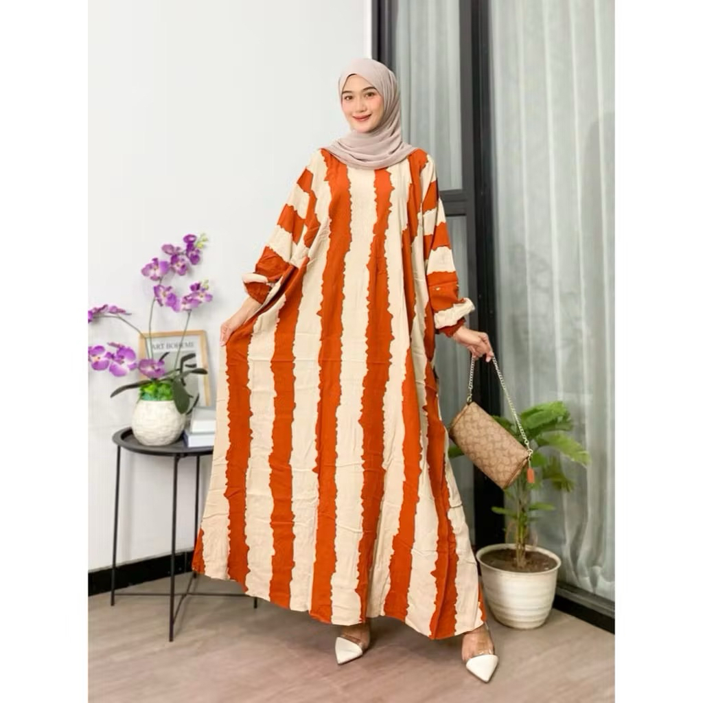 HOT PRODUCT Kaftan Modern Panjang LD 160 Baju Muslim Wanita Jumbo Elegan Busui Friendly