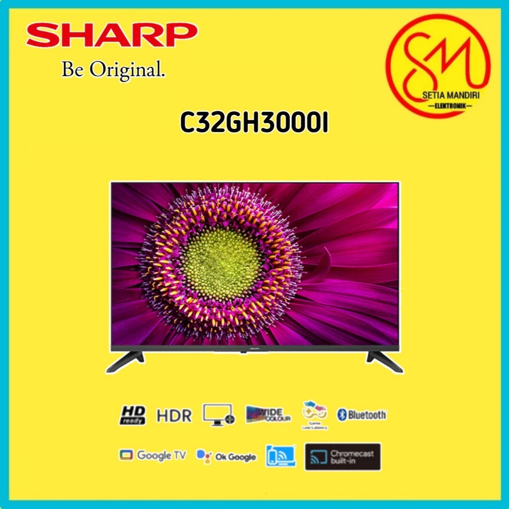 [KARGO] SHARP Smart Google TV LED 32 Inch HD-Ready Digital DVB-T2 Chromecast 2T-C32GH3000i