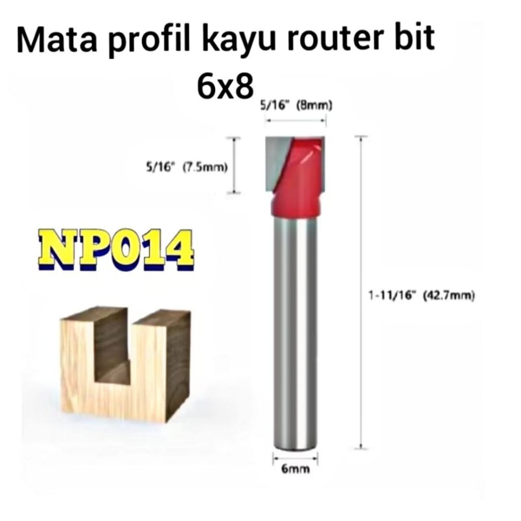 Mata profil kayu 6x8 Mata router bit  Cleaning bottom CNC Milling cutter mata router trimmer kayu ma