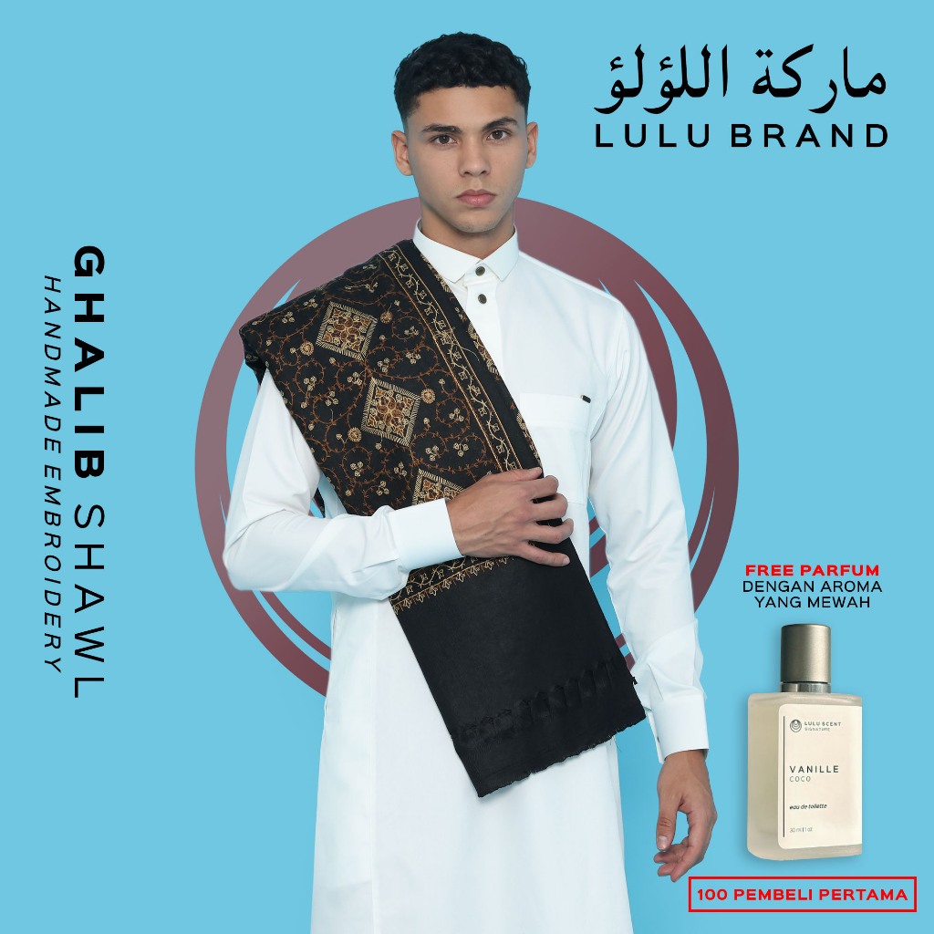 Rida Kashmiri Premium Sulam Bordir Handmade Sorban Import Pria Arab Lulu Brand Ghalib 337