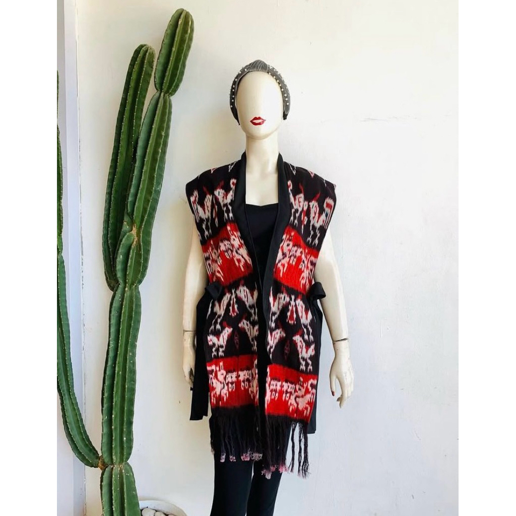 outer tenun troso wanita tanpa lengan