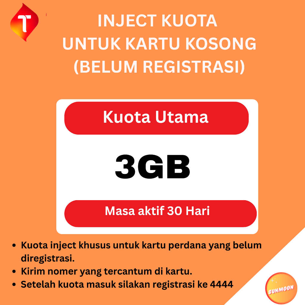 Inject Kuota Paket Data Telkomsel Kartu Perdana Kosongan Aktivasi Nomor Registrasi Nomer Baru TELKOM