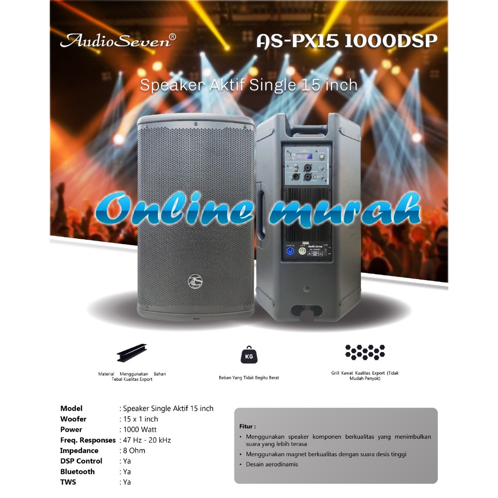 SPEAKER AKTIF AUDIO SEVEN AS PX15 1000 DSP / AS PX 15 DSP / ASPX151000DSP 15 INCH 2 BUAH ORIGINAL