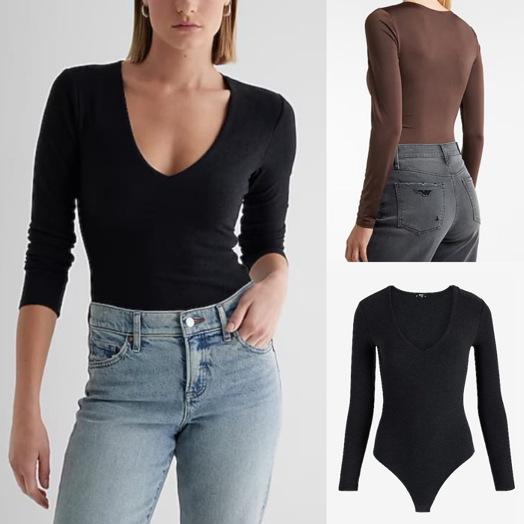 EXPRESS Cozy Vneck Bodysuit