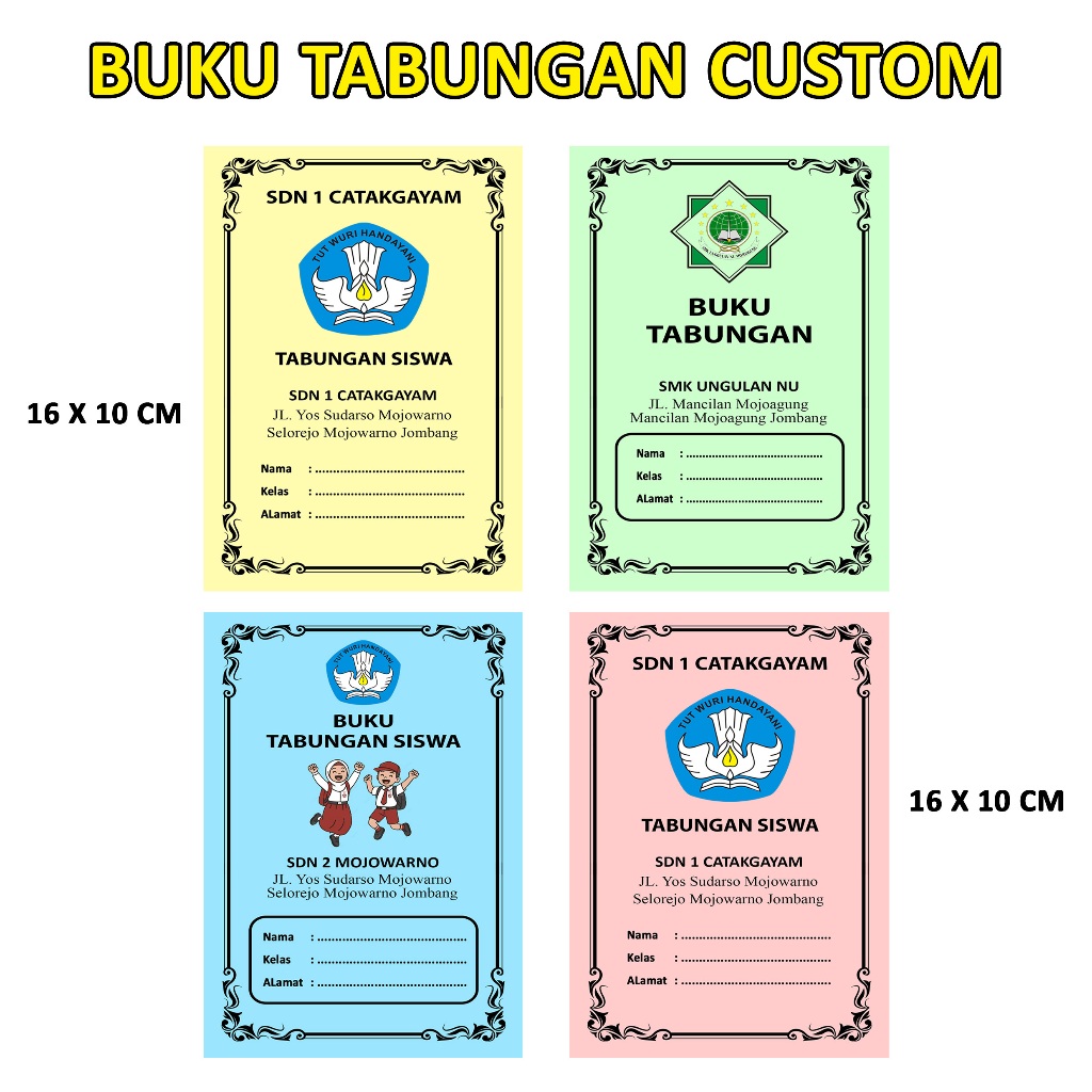 BUKU TABUNGAN CUSTOM SD SMP SMA / TPQ