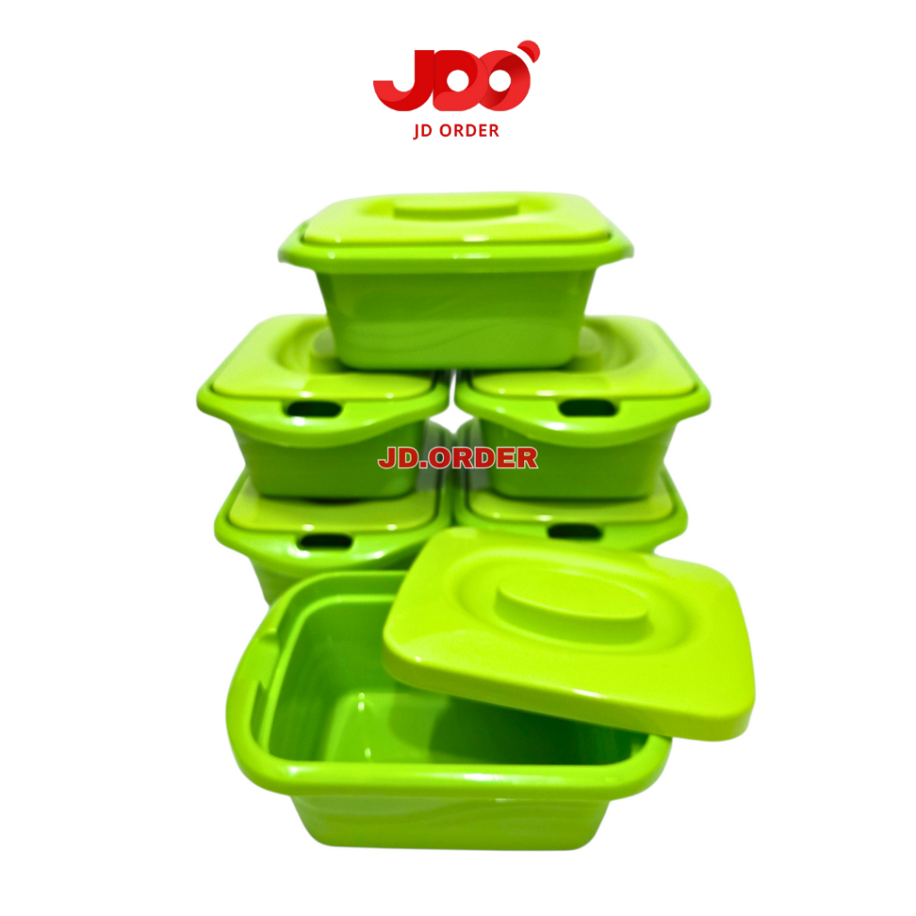 JDO Paket 6Pcs Basi Segi Mangkok Tutup Plastik 700ml Calista Kicthenware