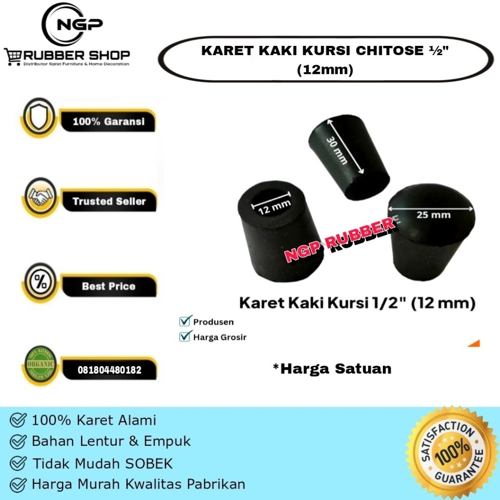 Karet Kaki kursi Chitose 1/2inch (12mm) / Karet kaki kursi Chitose ½" (12mm)