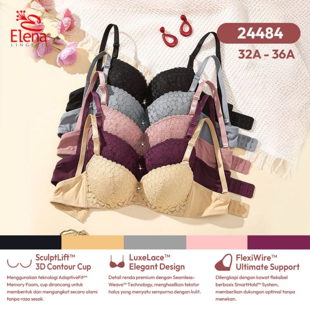 BH ELENA 24484 ( 1PCS ) Push Up, Brokat , kawat