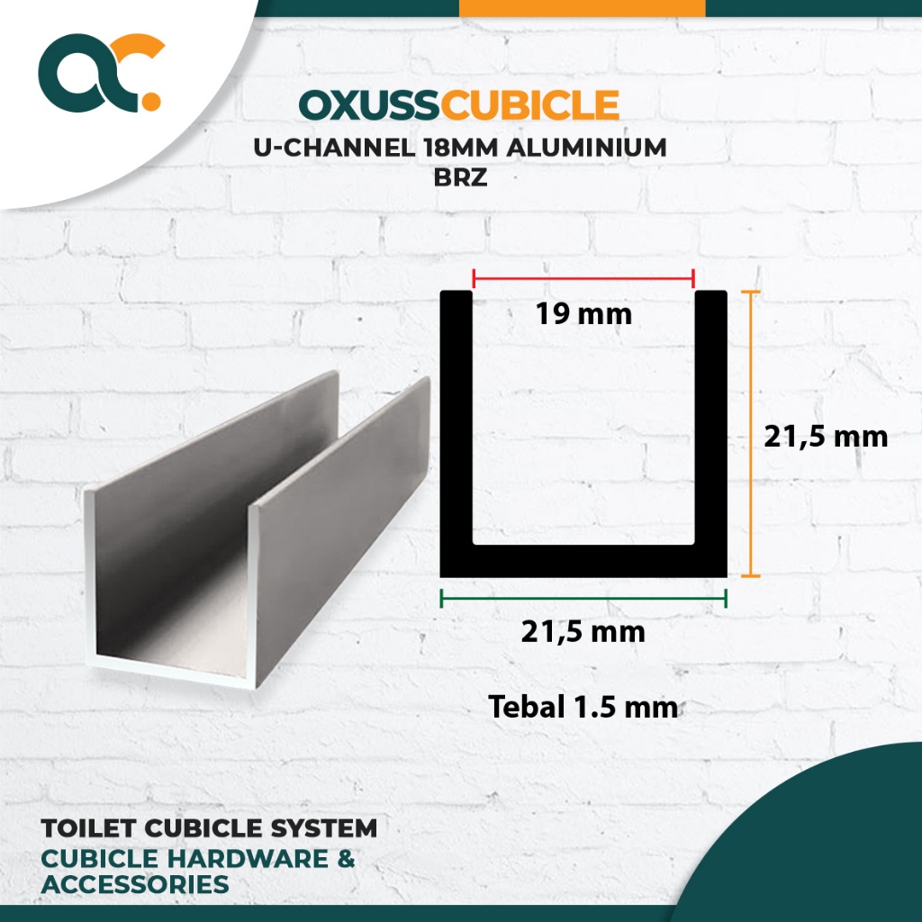 U-Channel Partisi Cubicle 18MM Aluminium (6m) Oxuss Cubicle - Brz