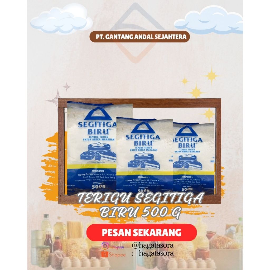 TEPUNG SEGITIGA BIRU 500G / TEPUNG TERIGU SEGITIGA BIRU