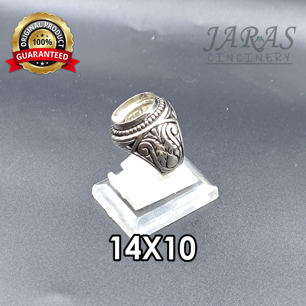RING CINCIN AKIK DIM 14X10MM OVAL TANAM ALPAKA SUPER EMBAN IKATAN