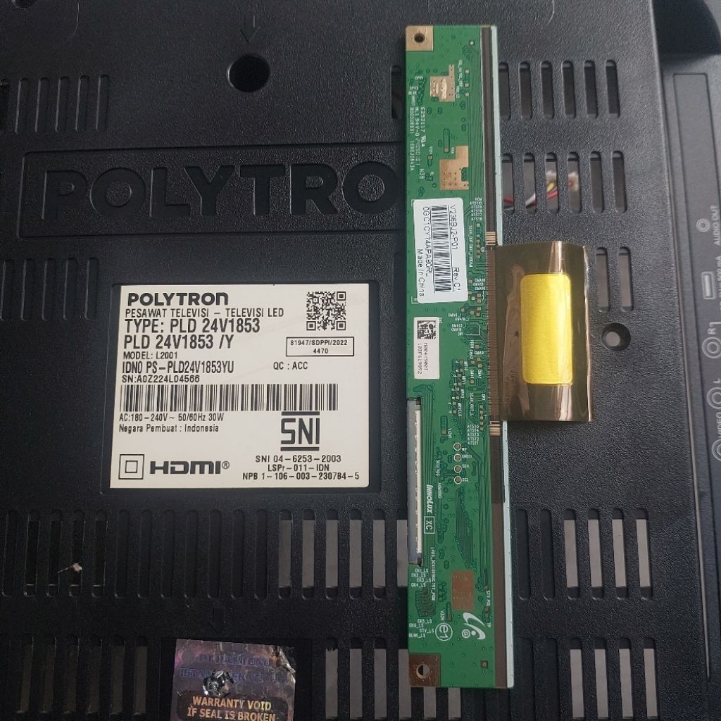 TCON BOARD TV LED POLYTRON PLD 24V1853Y - 24D1853 - 24D1850 - 24D1852 - TCON POLYTRON 24INCH INNOLUX