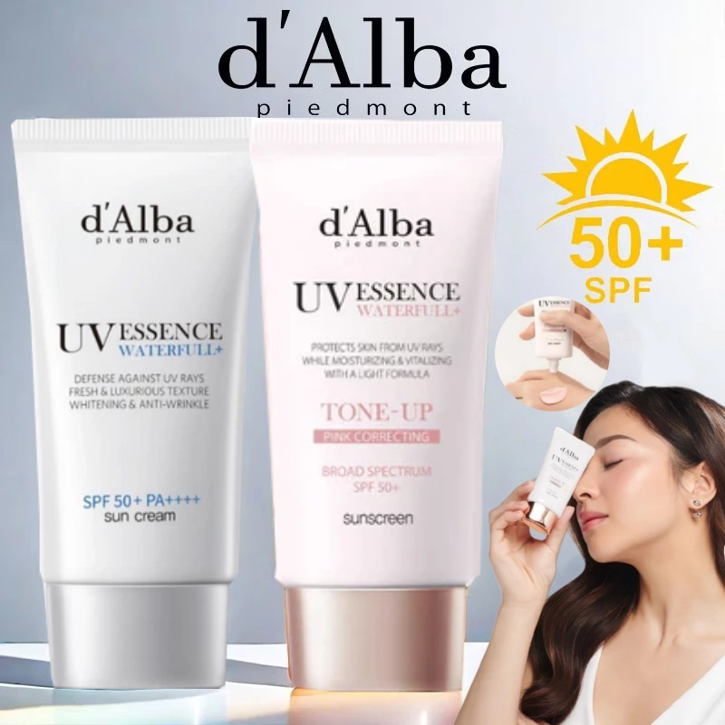 [COD&Beli 2 gratis 1] D'Alba Waterfull Essence Sun Cream SPF50+ PA+++ 50ml +  Waterfull Tone Up Pink