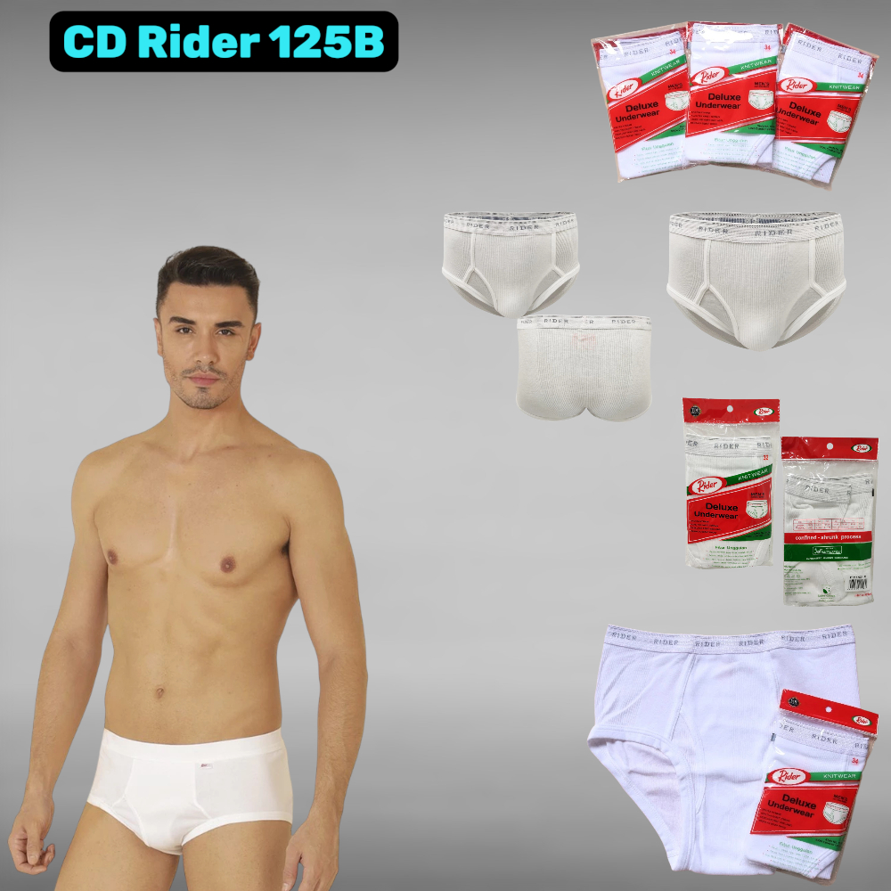 Celana Dalam Rider 125B Salur Isi ( 1 Pcs ) | Celana Dalam Pria Rider Putih Salur | CD Pria Jumbo | 
