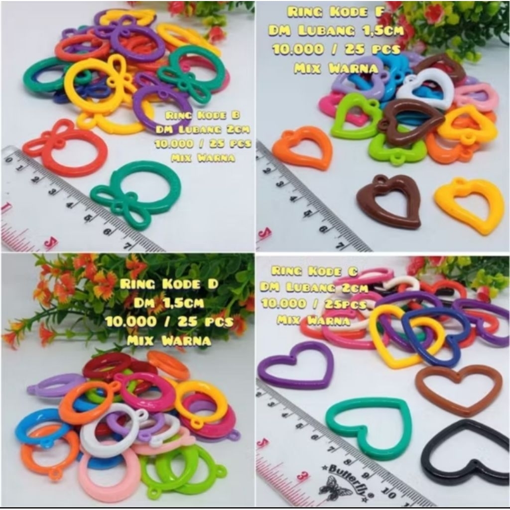 Ring Plastik Warna - Ring Lubang Motif - Ring Plastik Love