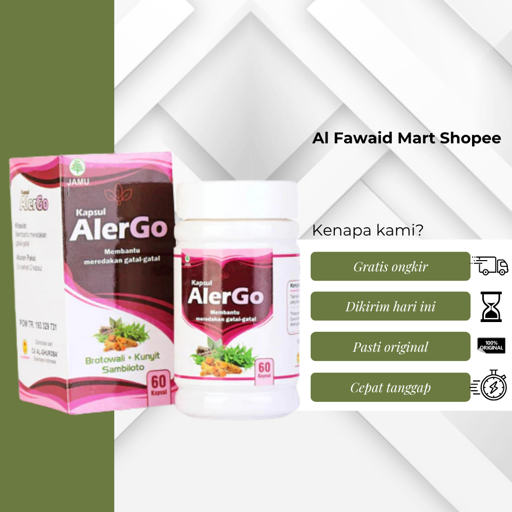 Kapsul Alergo Obat Herbal Gatal, Eksim, Panu, dan Jerawat Asli BPOM