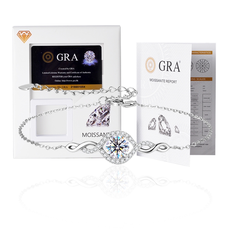 LOVETIA Gelang Mata Malaikat Moissanite Wanita Perhiasan Bracelet Berlian Sertifikat GRA Asli XRV042
