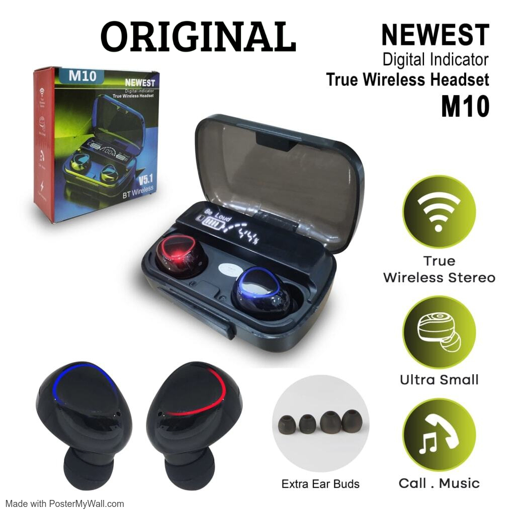 M10 TWS Bluetooth Earphone Noise Wireless Earphone Gaming Digital