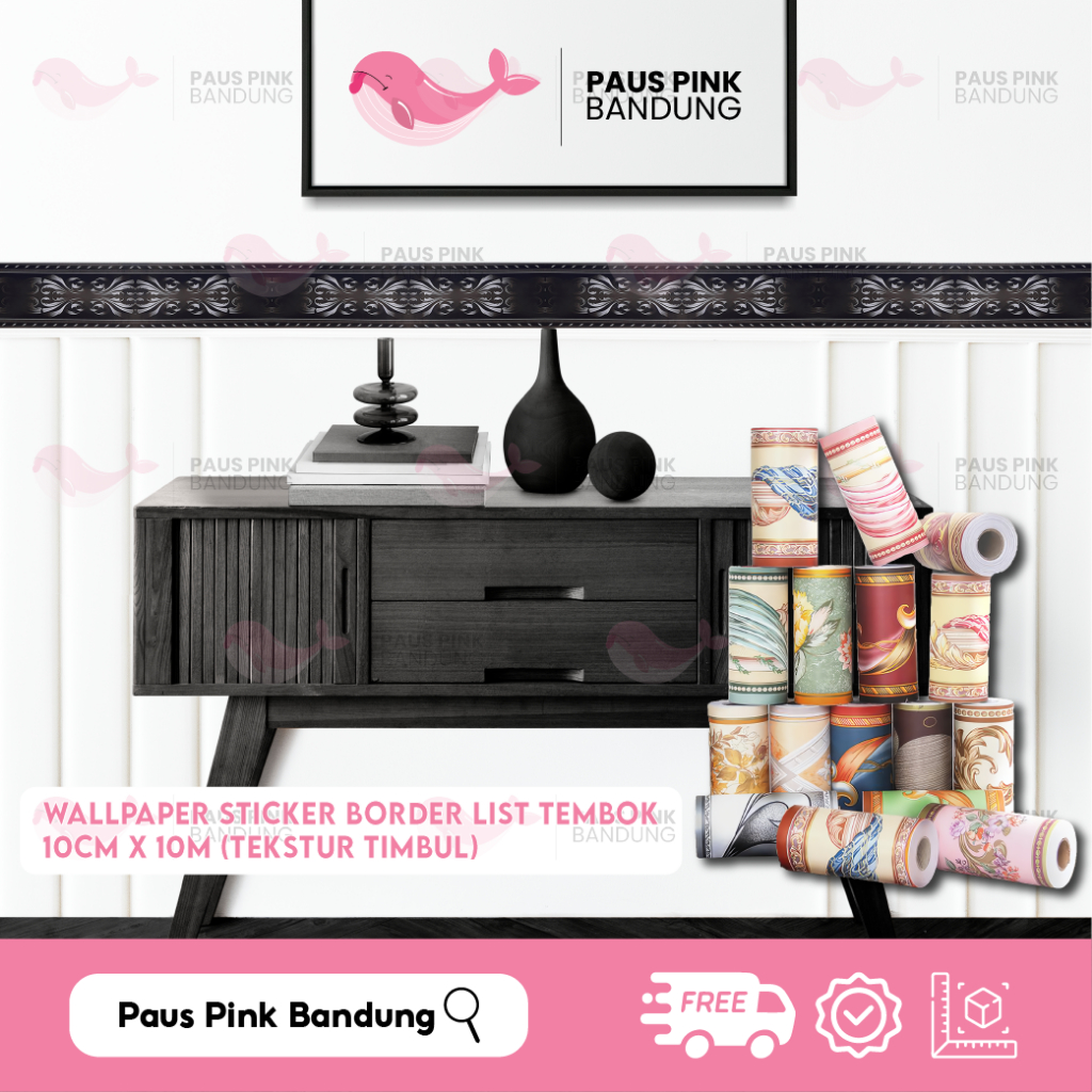 ( OMG ) Wallpaper Stiker List Border Premium Tekstur Timbul 10 cm X 10m Stiker HY List Border Dindin
