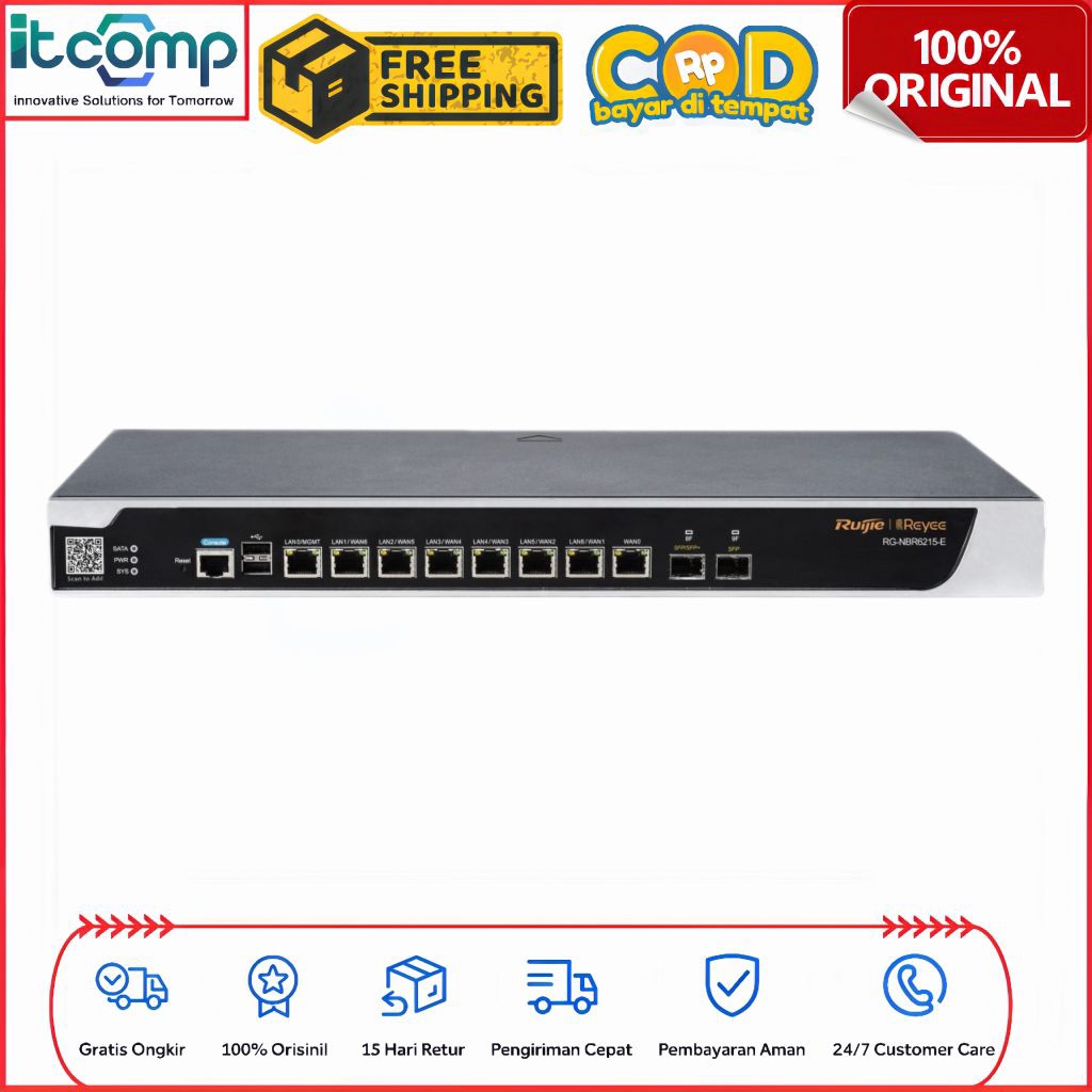 Ruijie RG-NBR6215-E 8 Port Gigabit + 2 Port 2.5G SFP+ USB 3.0 Cloud All in One L2+ Managed Core Swit