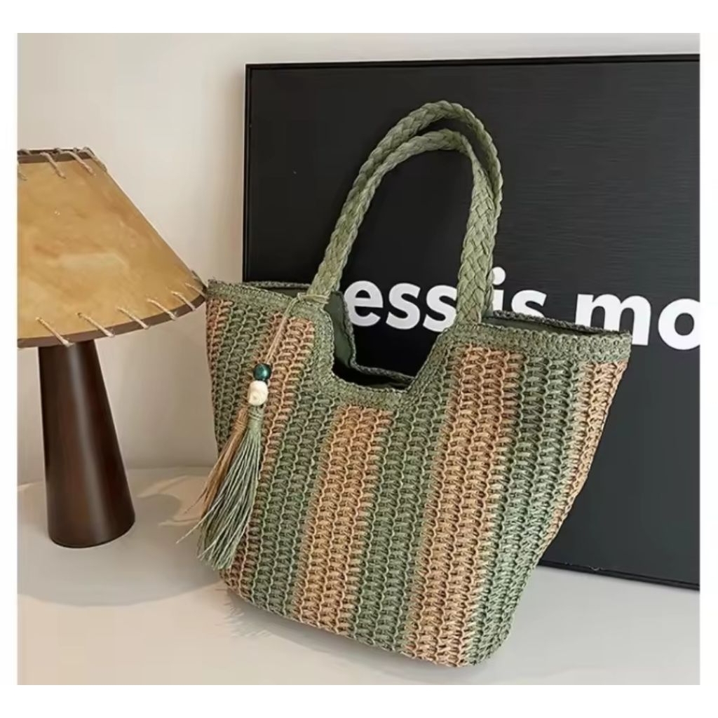 tas seagrass Tote bag wanita tas pantai wanita straw bag summer bag tas fashion wanita tas rotan Bal