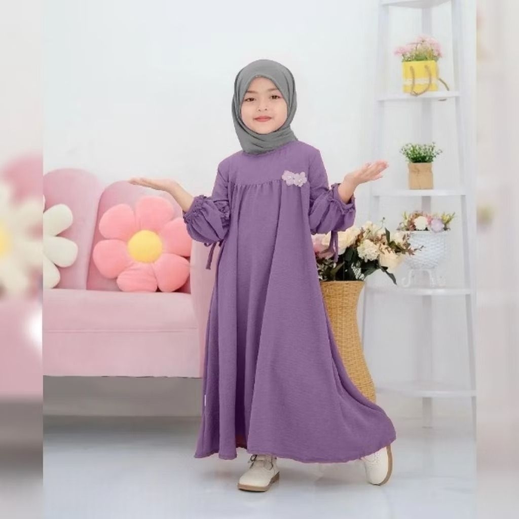 gamis anak sakura kids bahan adem simpel usia 5-13 tahun M-L-XL