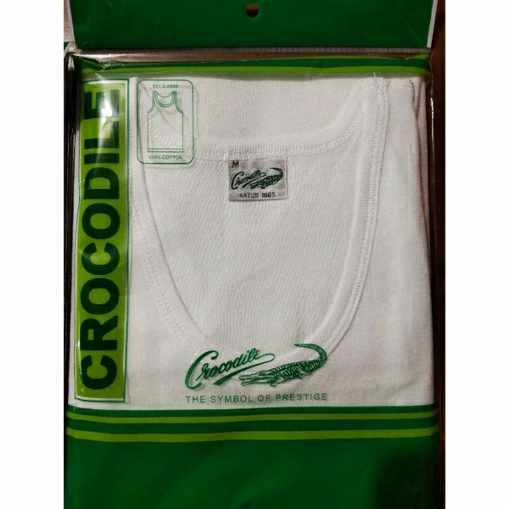 3 Pcs Kaos Singlet Pria Crocodile Polos Putih /Kaos Dalam Crocodile Polos