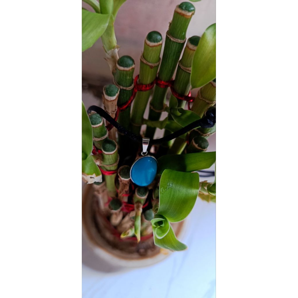 Kalung Liontin Batu Akik Pirus Biru Polos Terbaik