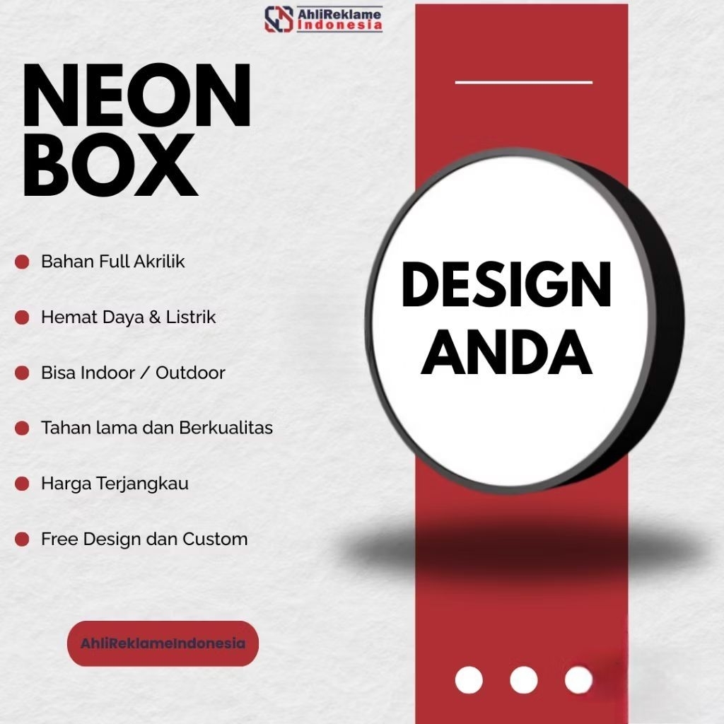 Neon box bulat | Neon box Akrilik | Neon box 1 muka