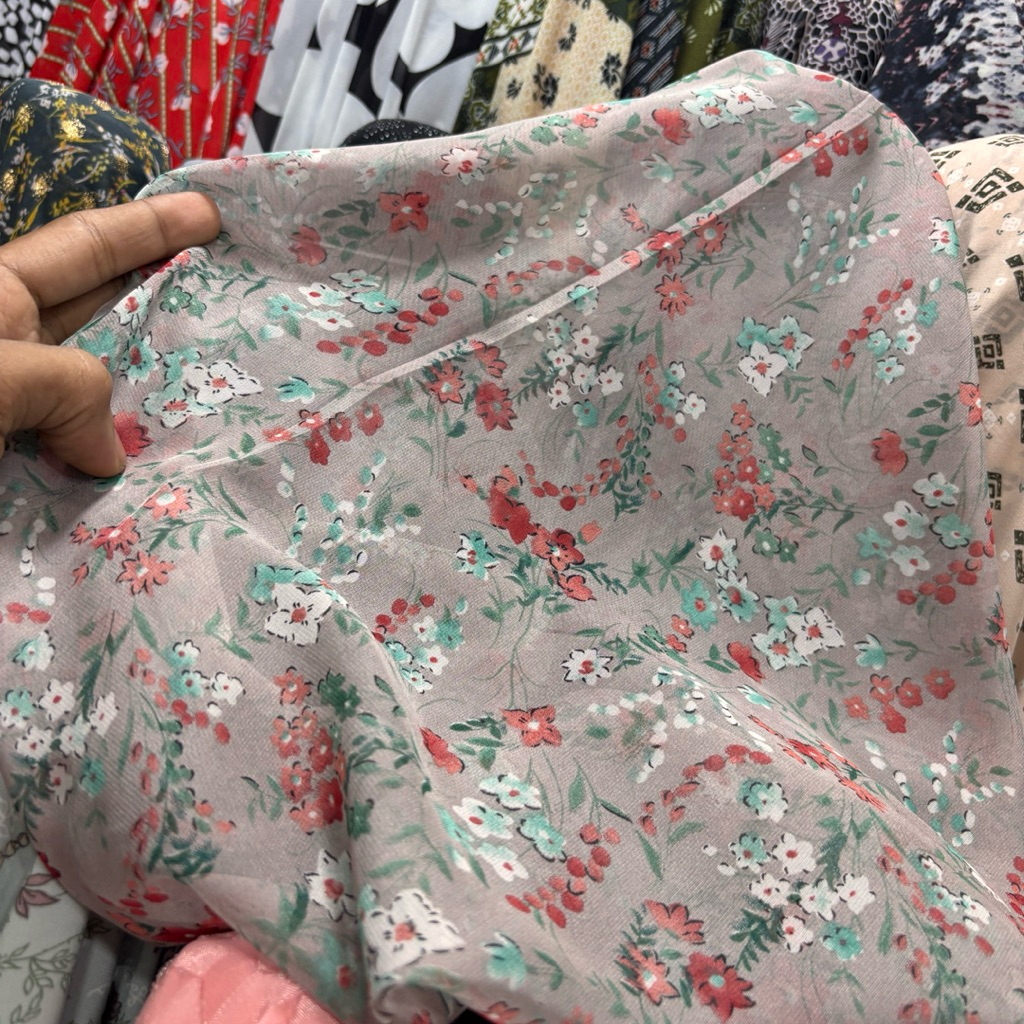 Kain Sifon Ceruty Motif Bunga – Bahan Fashion Premium untuk Blouse, Dress, Outer, dan Kemeja Unik El