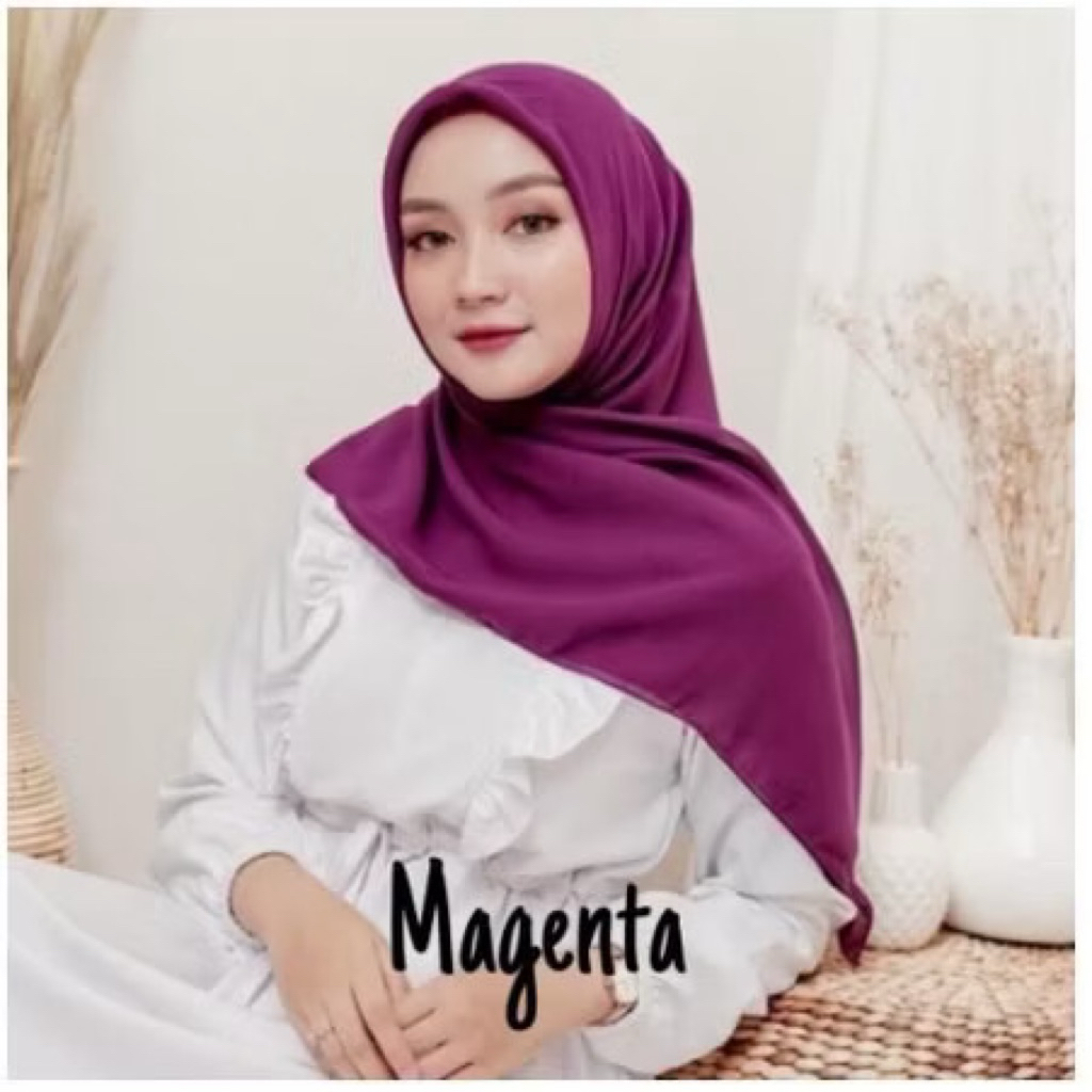 Hijab Bella Square Magenta || Hijab Segiempat Bella Square Pollycotton Warna Magenta