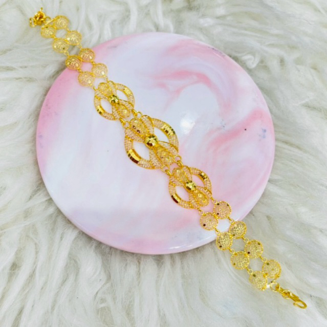 gelang pita bulat kerawang mewah elegant emas asli kadar 700