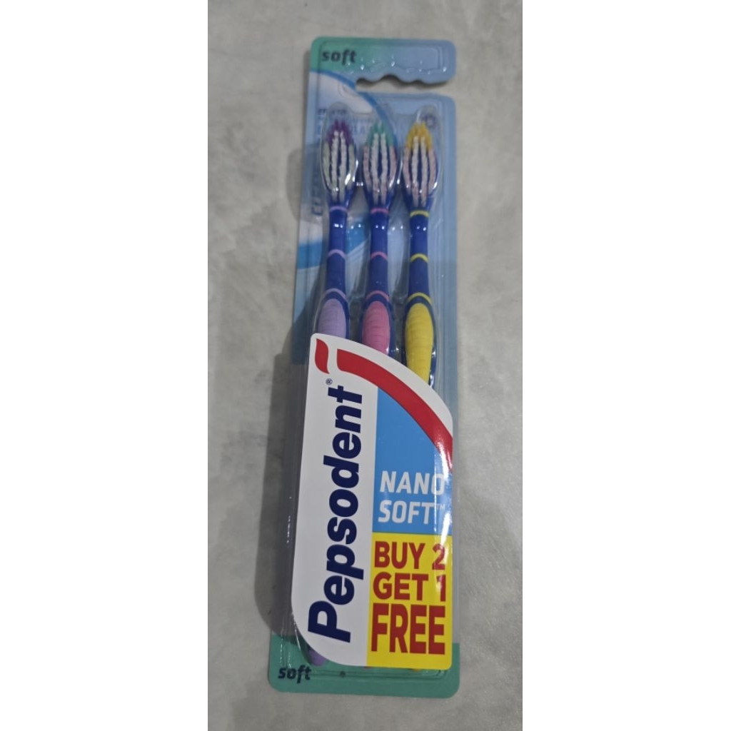 Sikat gigi pepsodent nano soft biru mix isi 3.