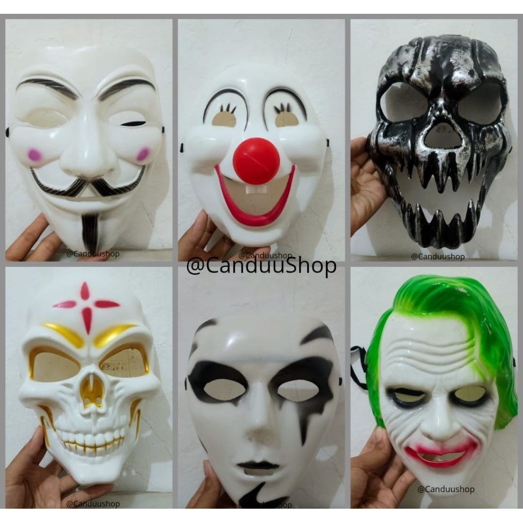 Topeng Halloween Topeng Joker Topeng Badut Topeng Seram Topeng Tengkorak Topeng Hacker Topeng Anonym