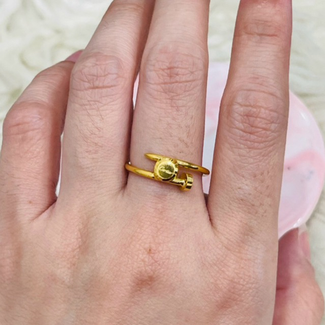 cincin paku bulat laser simple elegant uk 15-16 emas asli kadar 700