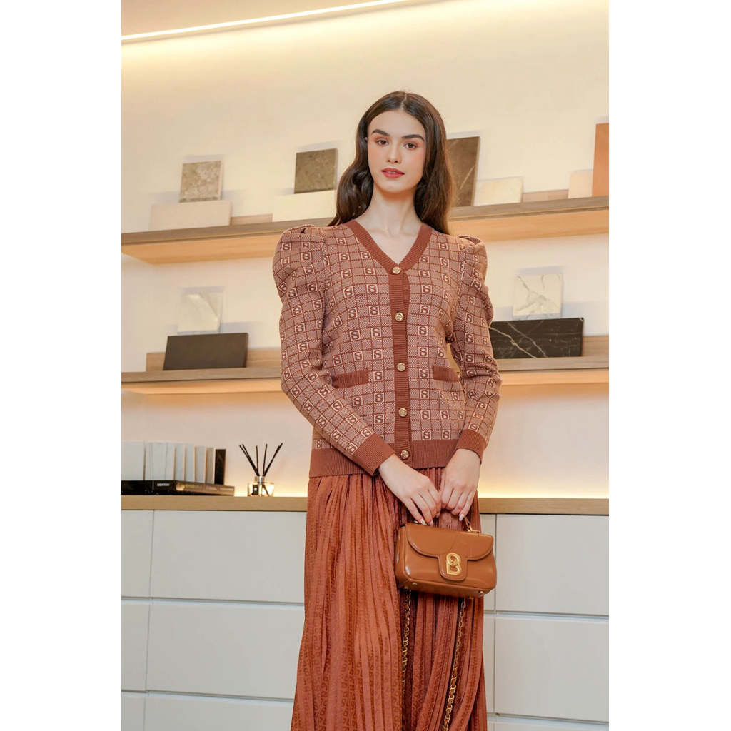 Plaid Cardigan Teracotta Buttonscarves size XXL (As Is)