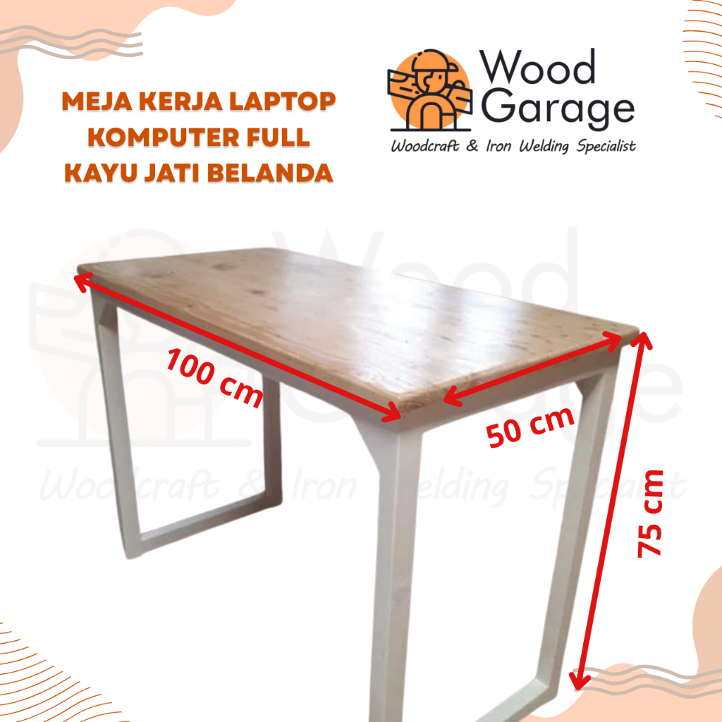 Meja Kerja Laptop Komputer full kayu jati belanda