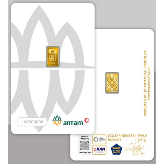 Emas Antam Batangan 0.5 gr CertiEye London Bullion Market Association