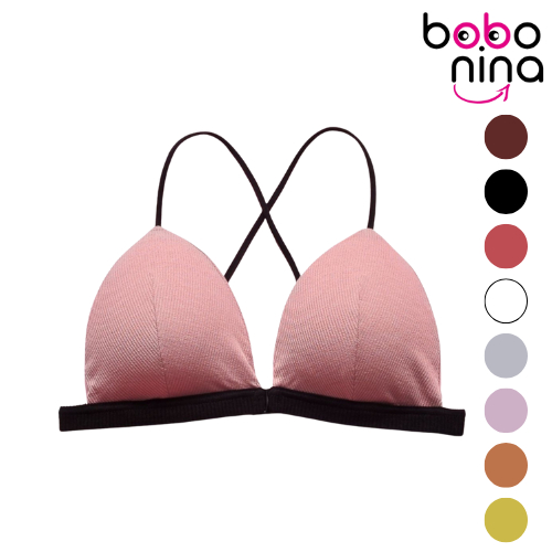 Ninabobo  BR158 Bra BH Wanita Tanpa Kawat Pengait Depan Cup Busa Model Segitiga Tali Silang