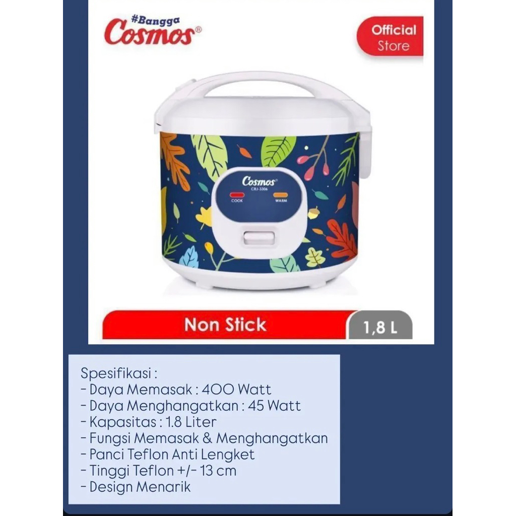 Rice cooker cosmos 1,8 liter