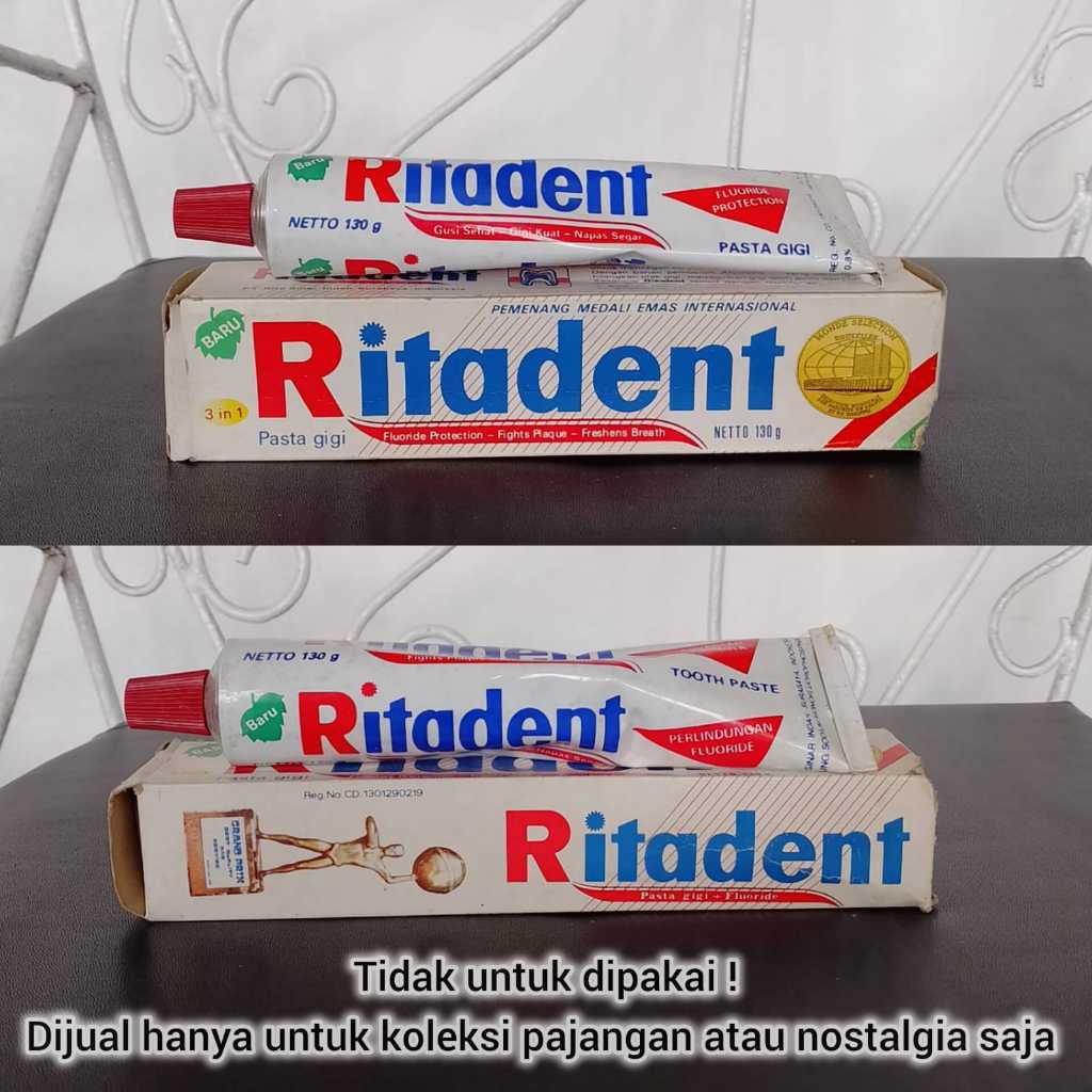 [HANYA UNTUK PAJANGAN/NOSTALGIA SAJA] PASTA GIGI RITADENT JADUL KEMASAN LOGAM ORIGINAL TAHUN 80AN