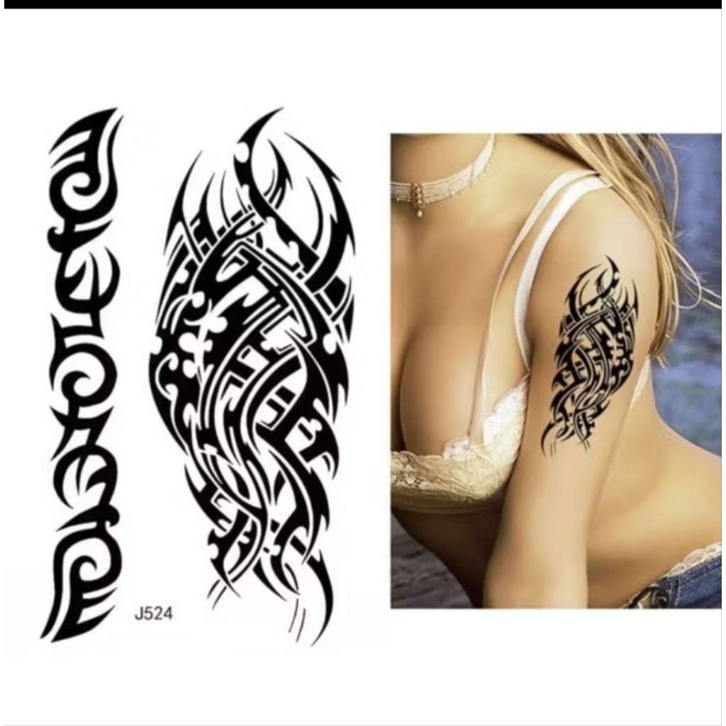 Tatto Temporary TRIBAL Tato Tempel Unisex Tahan Air Anti Air Sementara J_524