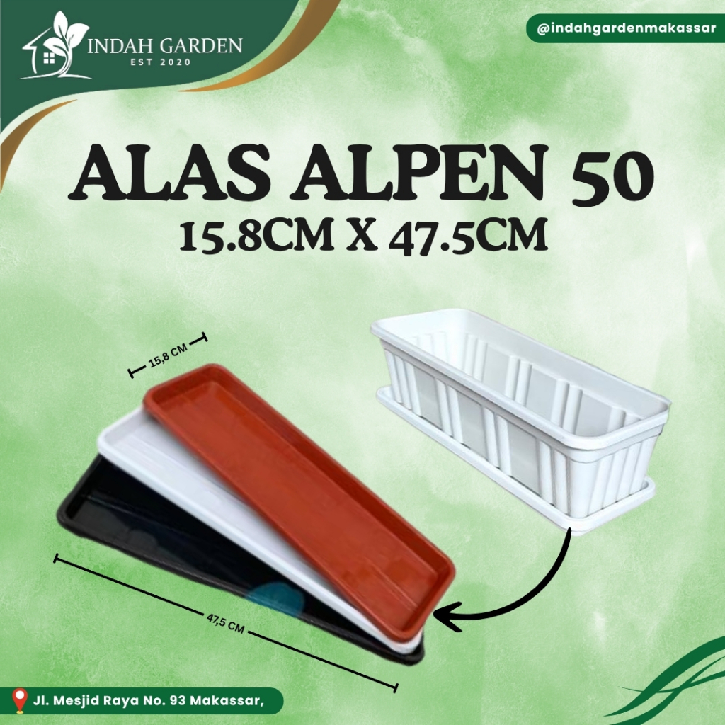 Alas Pot Panjang Alpen 50 - Terracotta Terakota Alas Tray Tatakan Pot Bunga Segi Panjang