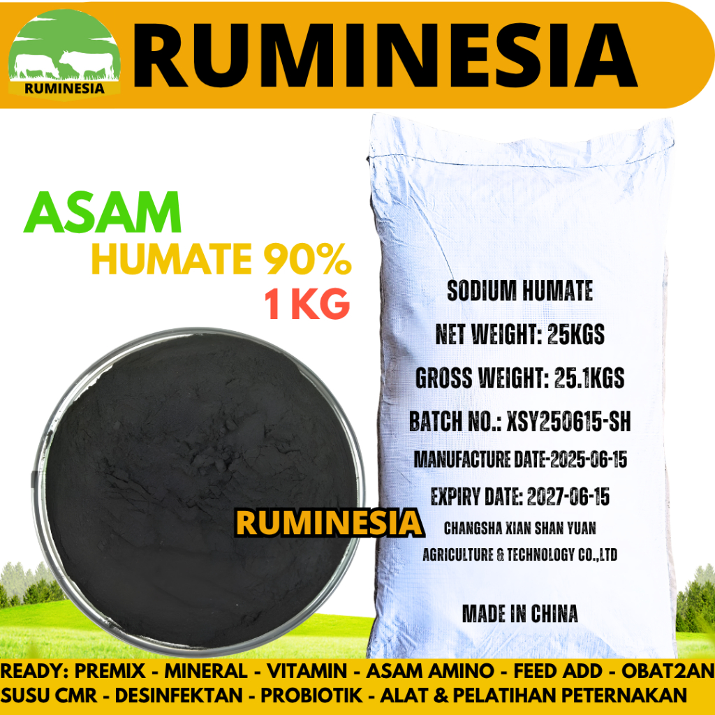 ASAM HUMAT 1 KG 90% PUTIH - HUMIC ACID - SODIUM HUMAT - SODIUM HUMATE - HUMID ACID - HUMIC ACID