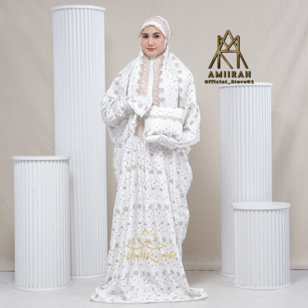AMIRAH ~ Mukena Terusan Dewasa Premium Sutra Milo Prada Full Bordir Mewah Exlusive Mukenah Lajuran R