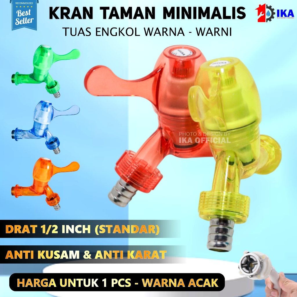Keran Air Plastik Taman Drat Kuningan Kran Tembok Mesin Cuci 1/2 Inch Warna Warni / Keran Tembok Tam