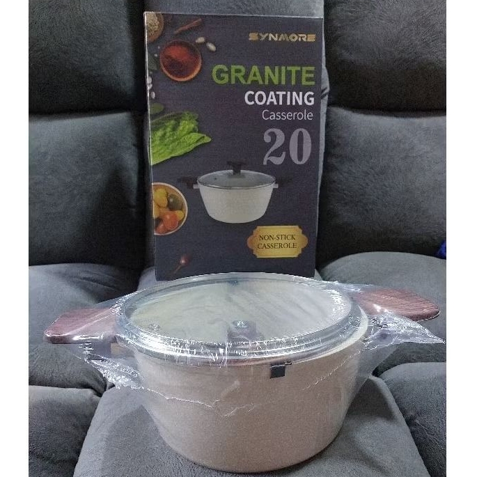 Synmore Granite Coating Casserole Diameter 20cm White NEW