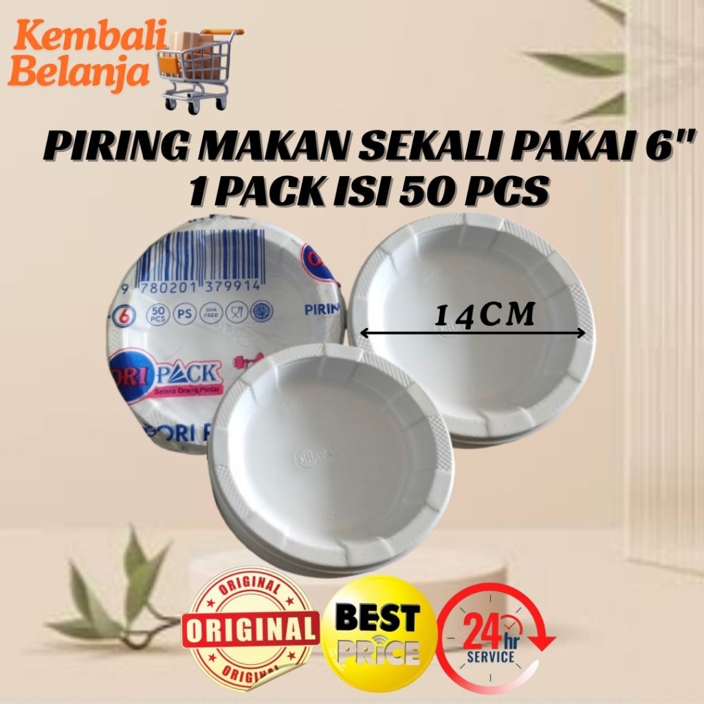 Piring Makan Sekali Pakai P6/ Piring Makan Plastik Tebal Putih/ Piring Sekali Pakai/ Piring Makan Pl