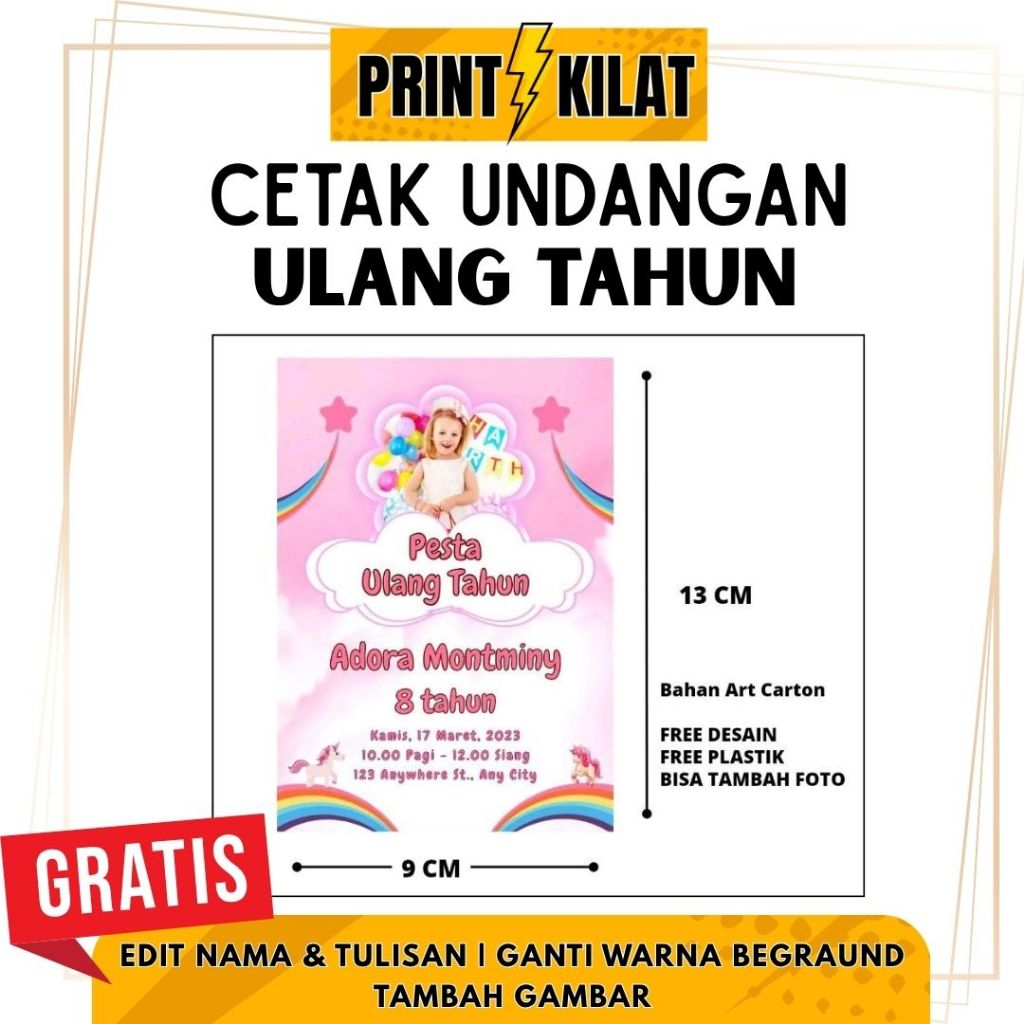 undangan ultah anak | undangan ultah custom